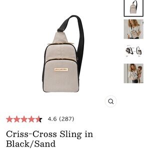 Petunia Pickle Bottom Crossbody Bag in Black and Sand